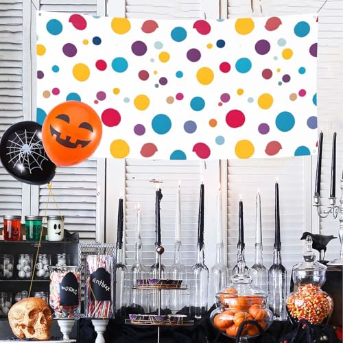 MINDBBDFJ Beautiful Polka Dot Print Banners And Signs For Outdoor/Indoor,Personalized Banner Customizable Parties Halloween Banner (180x90cm)2