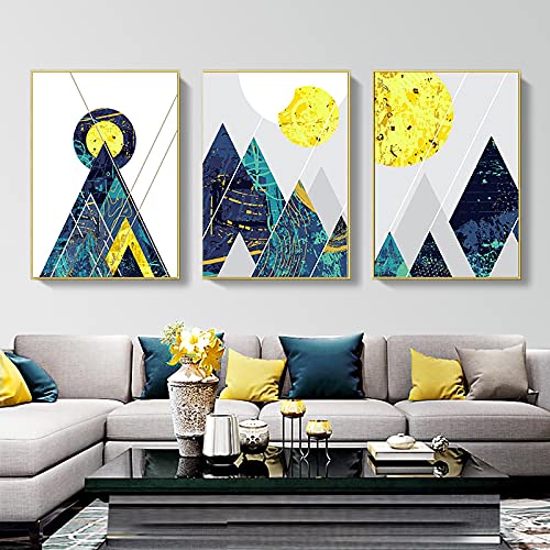 Peinture sur toile abstraite bleu et or pour illuminer un salon contemporain