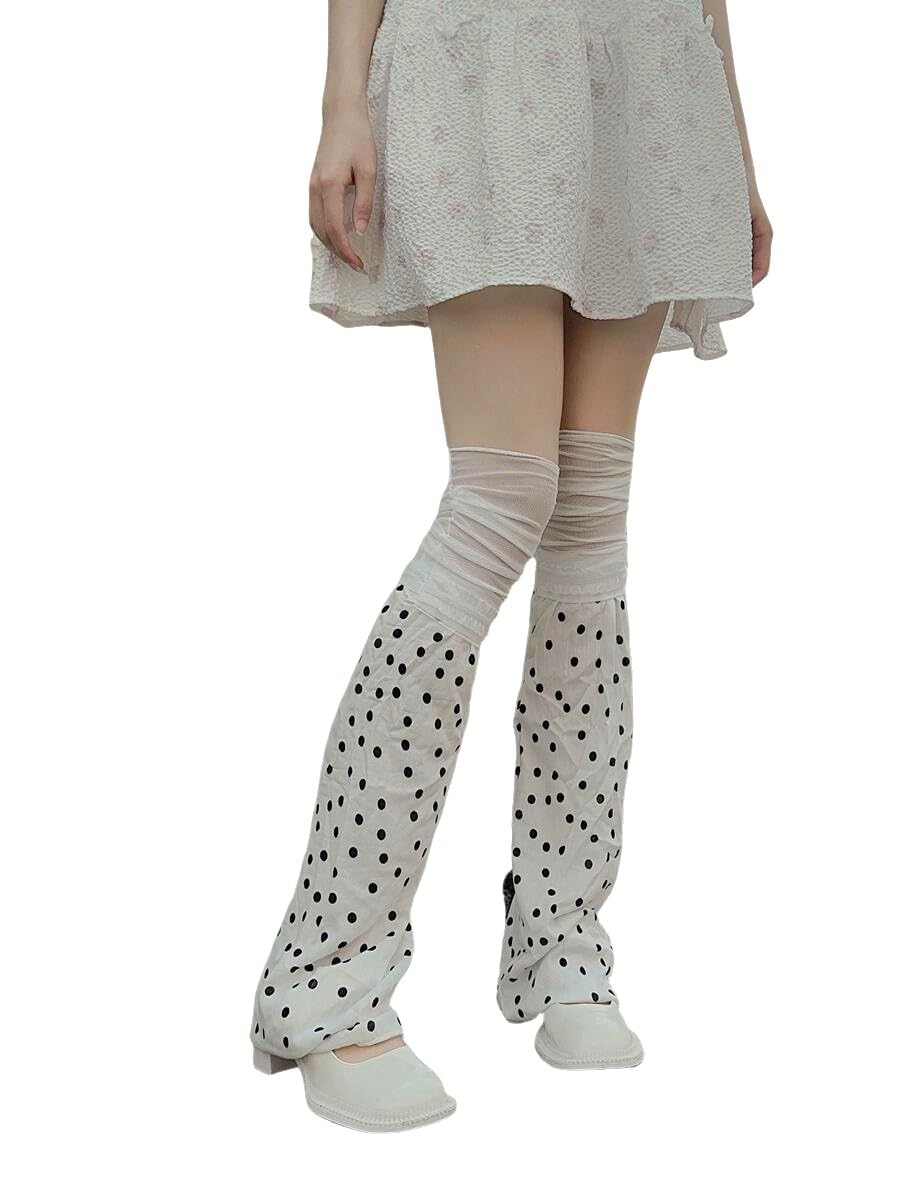 Kawaii Leg Warmers Y2K Knit Lace up Leg Warmers Cute Japanese Harajuku Lolita Leg Warmer for Women Girls
