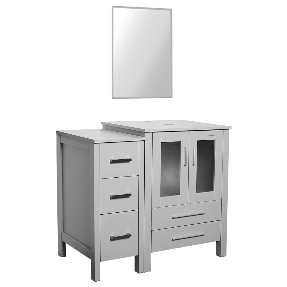 Buy eclife 36" Grey Bathroom Vanity W/Grey Side Combo Modern Pedestal Set