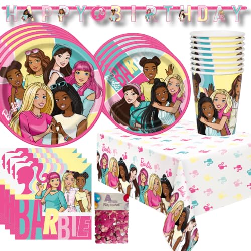 Barbie Birthday Party Supplies including Barbie Party Decorations and Barbie Plates and Tableware for 16 Guests for your Barbie Birthday Party complete with Barbie Party Supplies