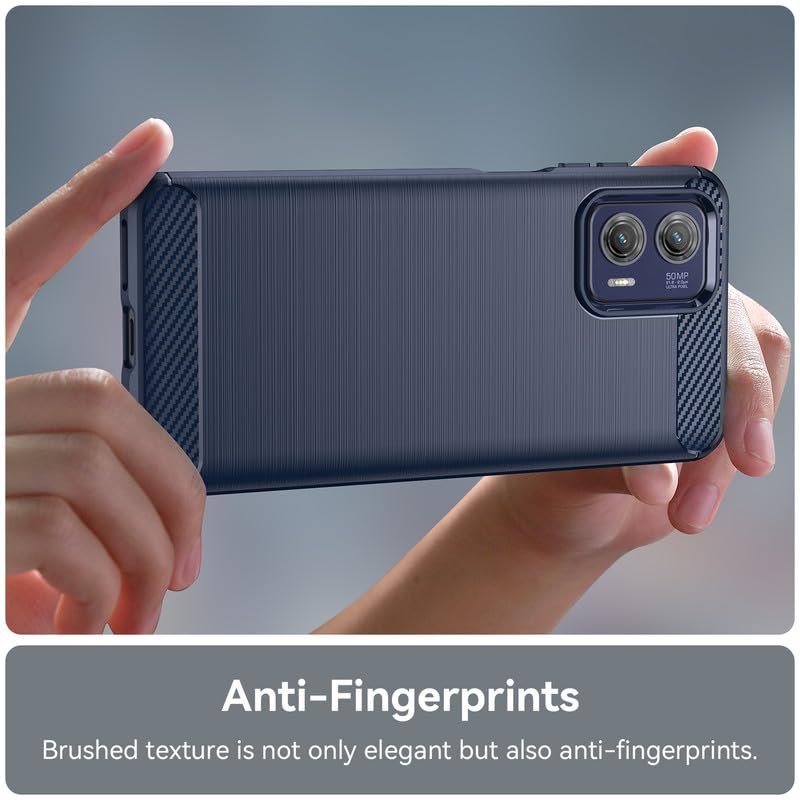 Image of Hybrid Carbon Fiber Back Case for Motorola Moto G73 5G (Blue)