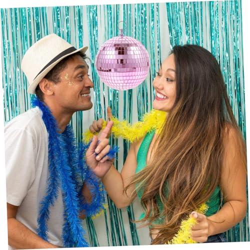 Bola espejada colgante de vidrio rosa para decoración de fiestas, bodas, cumpleaños y discotecas miniatura 2