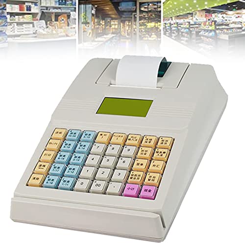Caja registradora para pequeñas Empresas, Caja registradora electrónica POS con 40 Teclas, Pantalla LED, Caja Fuerte para Restaurante, supermercado, Venta al por Menor, Blanco
