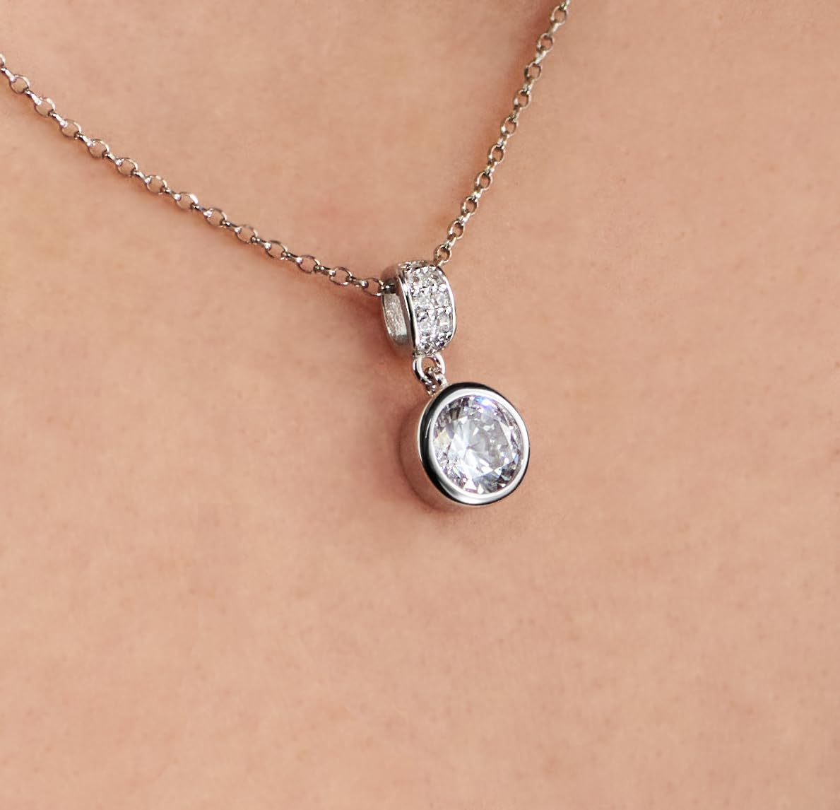 Schöner-SD Halskette mit Zirkonia Kristall Anhänger 925 Silber rhodiniert