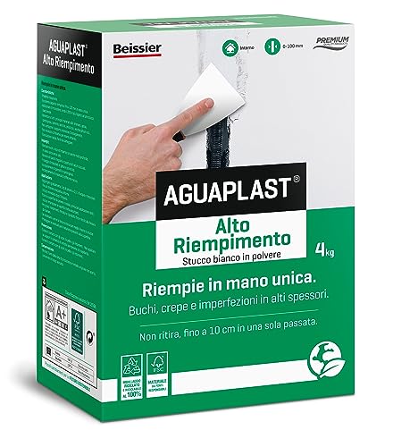 Aguaplast Alto Riempimento polvere, stucco per interni in alti spessori. 10 cm di spessore in mano unica. 4kg