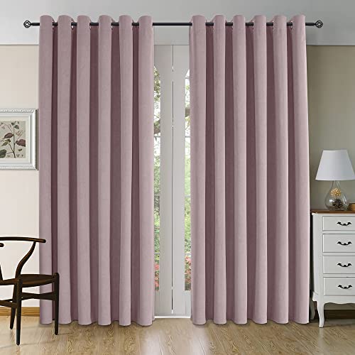 CUCRAF Girls Curtains Pale Pink 2 Panels 90" W x 90" L Ring Top Blackout Velvet Eyelet Thermal Insulated Soundproof Curtian for Living Room & Baby Room