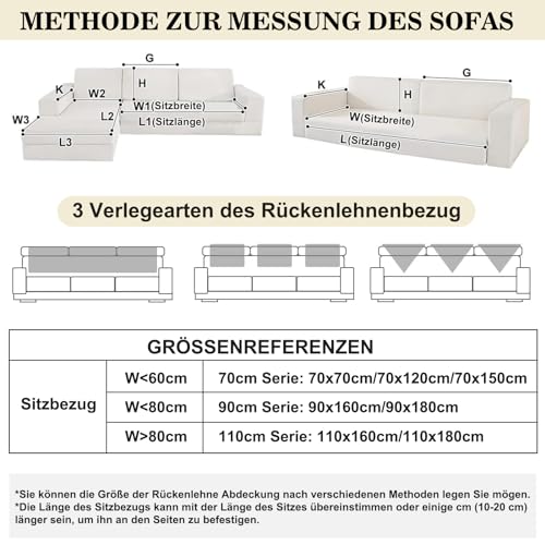 Alishomtll Sofabezug 1/2/3/4 Sitzer, Universelle Wasserdicht Sofa Überzug Ecksofa, L Form Couch Überzug, Hund Katze Anti-rutsch Sofaüberwurfe Sofaschoner für Wohnzimmer (Hellbraun, 70x70cm)