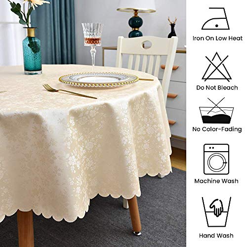 Image of Romanstile Waterproof Vinyl Tablecloth Round, 60 x 60 Inch, Rose Beige