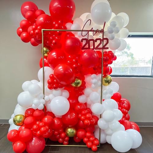 Image of Lukiituke Red and White Balloons, 57Pcs 12in White and Red Latex Balloons