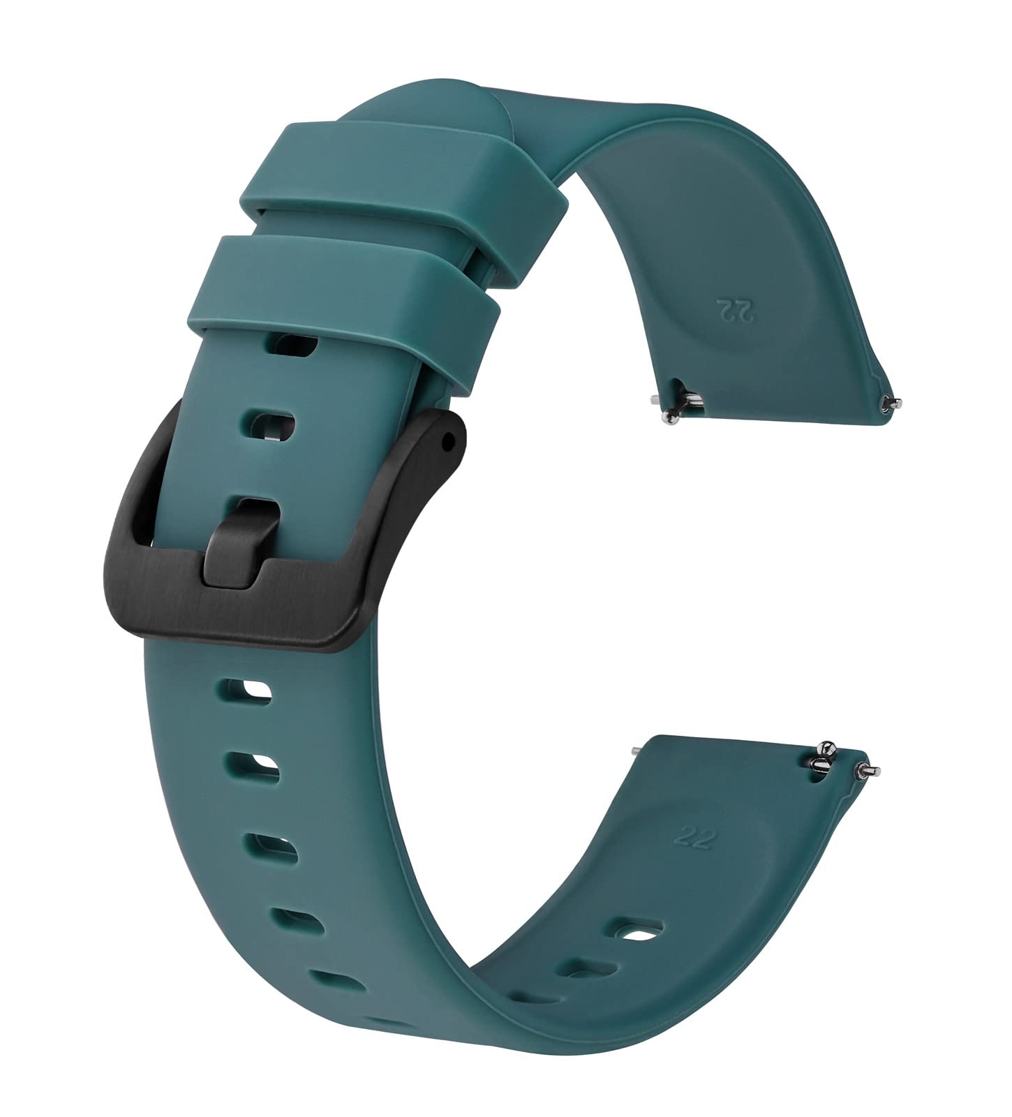 BISONSTRAP Silicone Watch Bands, Slim Watch Straps with Quick Release, 17mm, Cyan (Blue) with Black Buckle