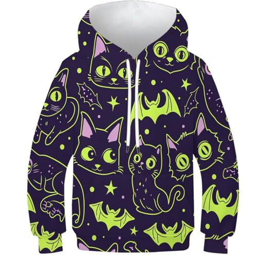 Veste capuche garçons motif chat 3D pour pull d'automne chaud et stretch