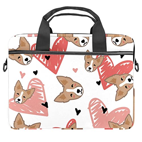 Sac à bandoulière pour ordinateur portable motif chien mignon et cœurs colorés
