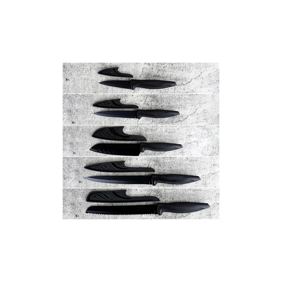 DOUBARK Kitchen Knife Block Set, 7 Pcs Kitchen Knife Set with Block Self Sharpening, Sharp Cutlery Knife Set with Stainless Steel Blades for Precise Cutting, Anti-slip Handle