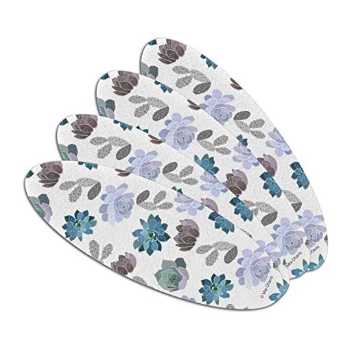 Cool Succulents and Cactus Double-Sided Oval Nail File Emery Board Set 4 Pack