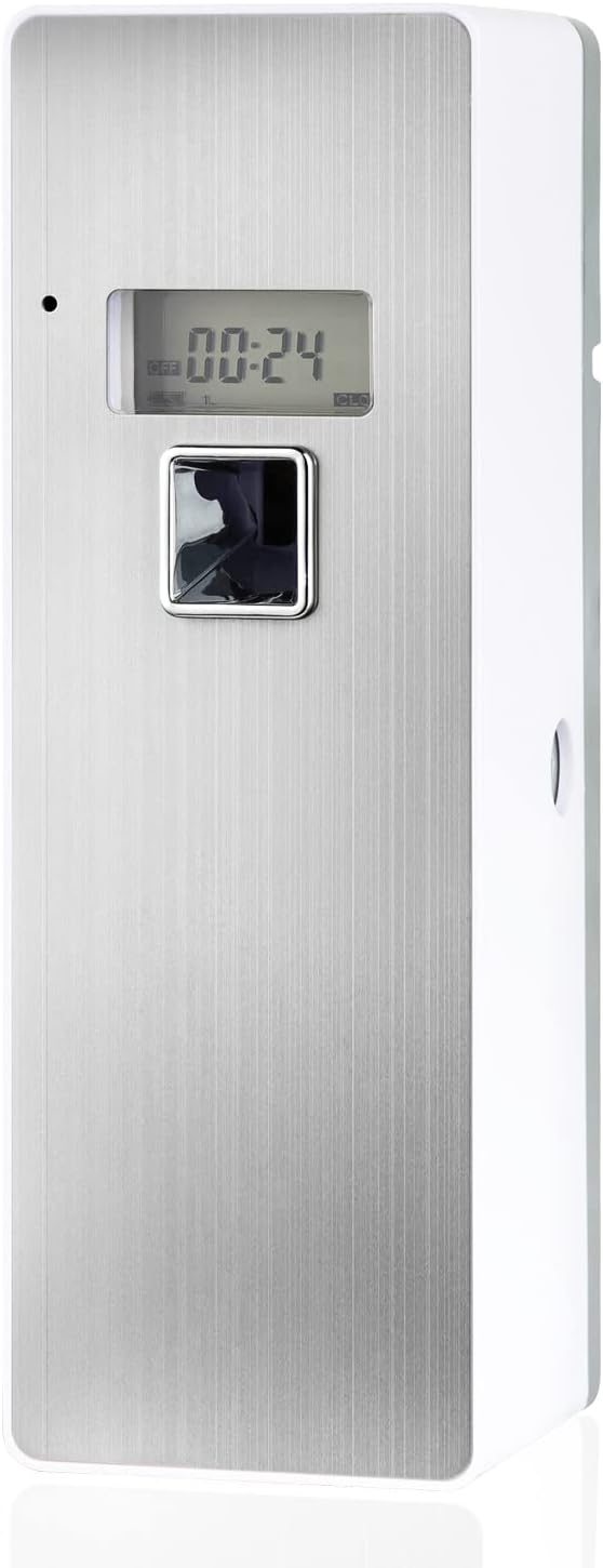 LCD Programmable Meter Mist Spray Dispenser, Wall Mount/Free Standing Automatic Air Freshener Fragrance Aerosol Spray Dispenser for Bathroom, Hotel, Office, Commercial Place Odor Control…