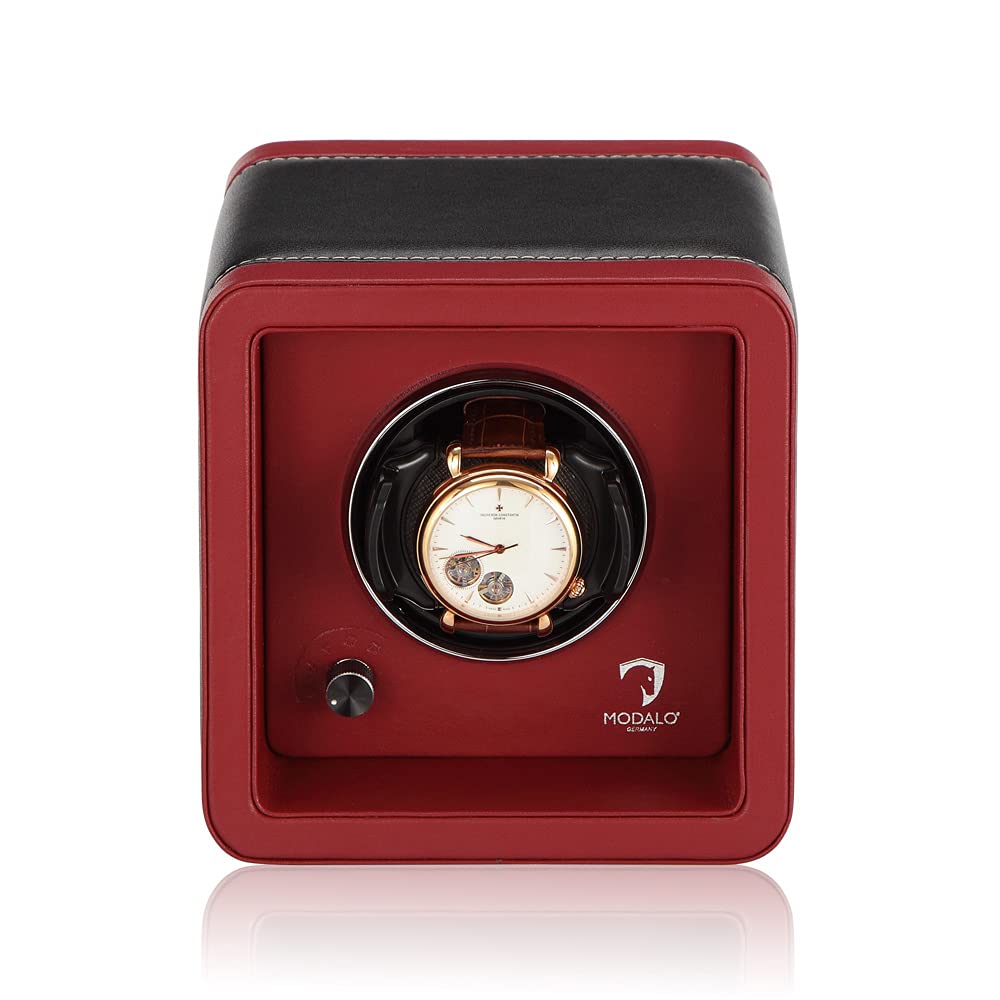 MODALO Uhrenbeweger (Watch Winder) Saturn Style MV4 für 1 Uhr - Rotes Leder 1…