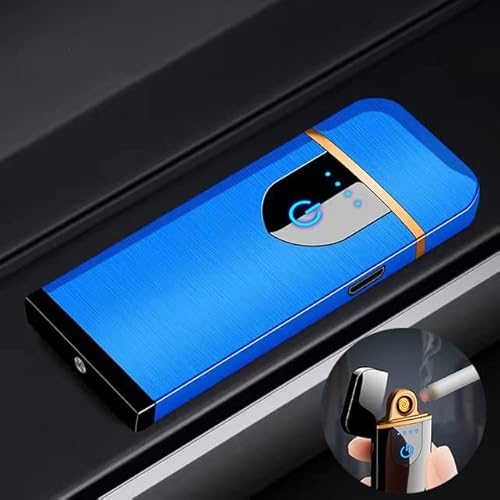 Deluisho Briquet électronique, Briquet à Arc, Chargement USB, Briquet Coupe-Vent Tactile Durable, Allume-Cigare de Poche (Bleu) Cover