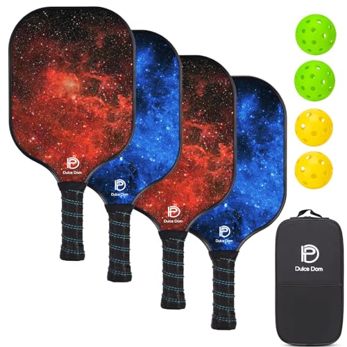 Dulce Dom Juego De 4 Palas De Pickleball, Juego De Pickleball De Superficie De Fibra De Vidrio Aprobadas Por Usapa Con Palas De Pickleball, 4 Bolas De Pickleball Y Bolsa De Pickleball, Raquetas De Dulce Dom Juego De 4 Palas De Pickleball, Juego De Pickleball De Superficie De Fibra De Vidrio Aprobadas Por Usapa Con Palas De Pickleball, 4 Bolas De Pickleball Y Bolsa De Pickleball, Raquetas De