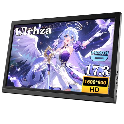 Ulrhzar Tragbarer Monitor 17,3 Zoll Portable Monitors 1600 * 900 LCD-Display 60 Hz HDMI USB-C VESA-kompatibel mit Lautsprecher für Computer PS4/5 Switch, Laptop-Bildschirm erweitern