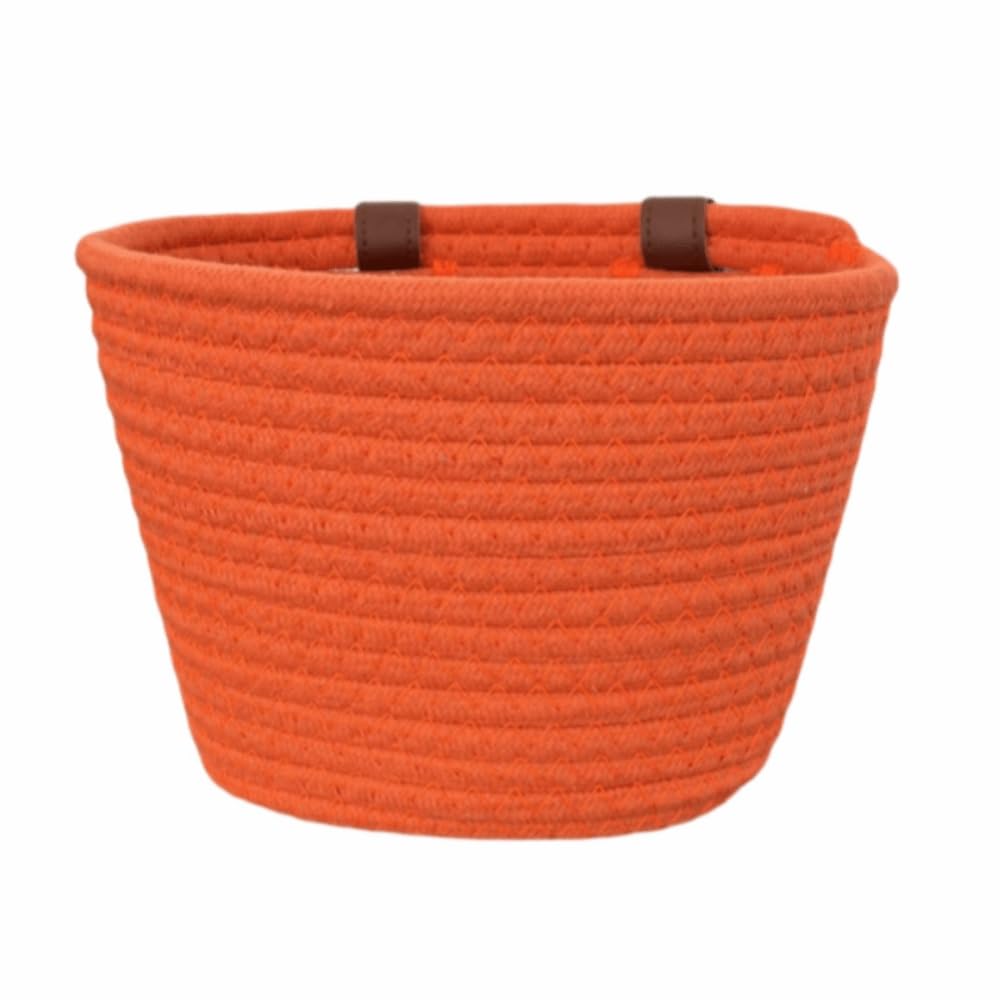 Kids Bike Basket, Cycling Basket Handlebar Front Baskets, Cotton Rope Lightweight Cargo Rack Bag ﻿(Orange)