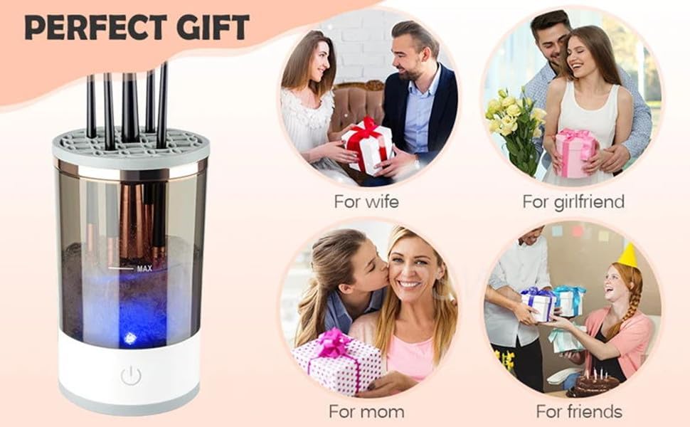 Buyntry Makeup brush cleaner machine New Electric Cosmetic & Painting Brush Cleaner, Automatic Spinning Makeup Deep Cleaning USB Powered Brush Cleaner Compatible With All Size Makeup Brushes