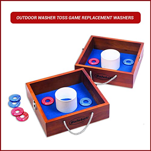 Bolaball All-Weather Washer Toss Game Replacement Washers || 8 Washers || Red And Blue || Heavy Quality Steel Washers || Heavy Duty Plastic Coating || Waterproof & Weatherproof #TOP4
