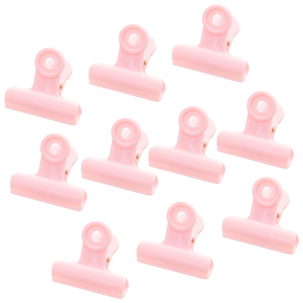 Bulldog Clips, 1.9 Inches Plastic, Pack of 10 (4 Fresh Color) (Pink)