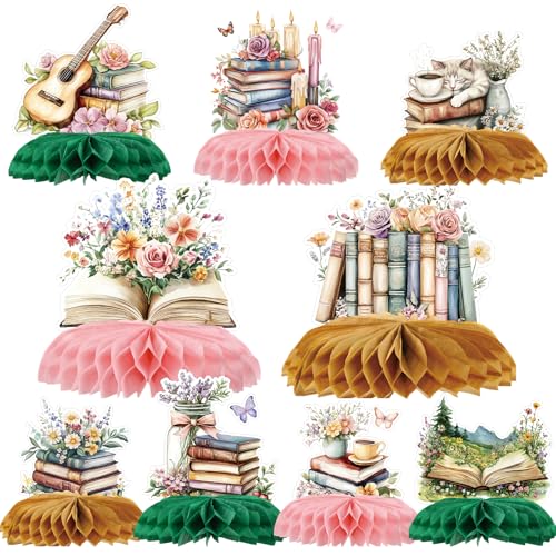 Deorfuy Book Themed Party Decorations - 9PCS Book Birthday Party Honeycomb Centerpieces Table...