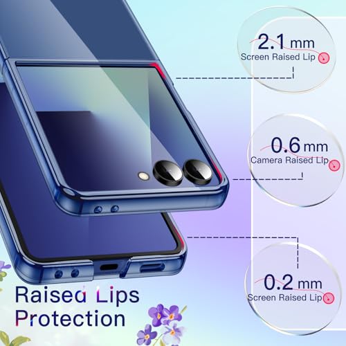 Image of JETech Case for Samsung Galaxy Z Flip 7 2025, Crystal Transparent Hard PC Shell, Anti-Scratch Shockproof Slim Protective Phone Cover (Blue Shadow)