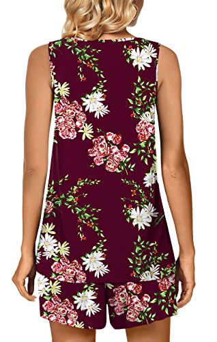 Image of POPYOUNG Pajama Set for Women Summer 2 Piece Lounge Shorts Sets Sleepwear