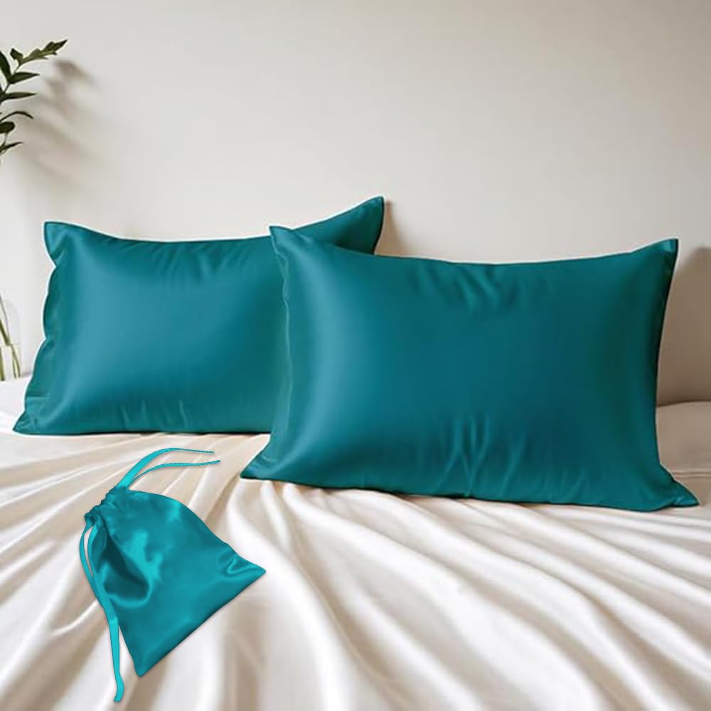 Layers Micro Satin Silky Pillow Cover Set & Drawstring Pouch (Pack of 2) |Durable Satin Pillow Cover with Envelope Closure |Luxury Satin Pillow Covers | Cozy Micro Satin Pillow Covers - 85 GSM, Green (B0D2RS2FWD) Amazon Price History, Amazon Price Tracker