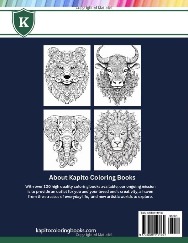 Miniatura 2 de A Kapito Coloring Book Calming Creatures Coloring Book Sooth your nerves and relieve anxiety and stress with these calming images (Mandalas Series)