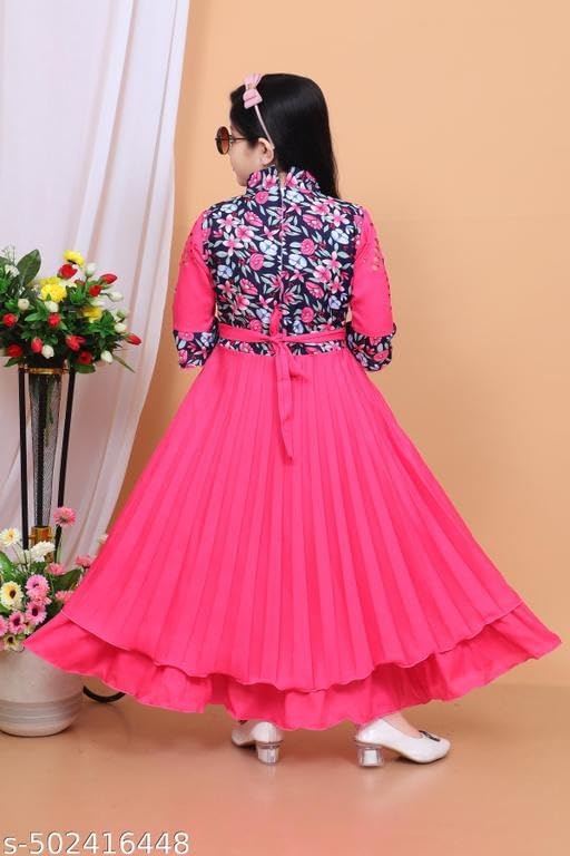 Image of Long Floral Kid Girls Dress| Comfortable, Breathable, Lightweight, Skin Friendly|SL 239