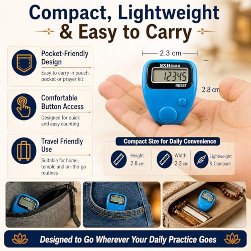 Image of Digital Jaap Counter Ring with Display, Naam Jap Counter Machine for Mantra Counting, Mala Jaap Counter, Tasbeeh Counter Ring, 5 Digit Chanting Count Machine for Prayer & Meditation
