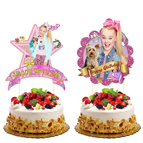 2 Pack Jojo Siwa Bow Unicorn Cake Topper,Jojo Siwa Cupcake toppers Birthday Party Supplies Decoration for Kids