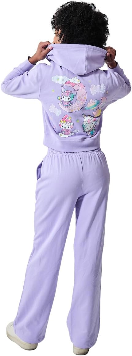 Hello Kitty & Friends Circus Character Art Women's 2-Pack Lavender Long Sleeve Crop Hoodie & Joggers Combo Set - Image 2