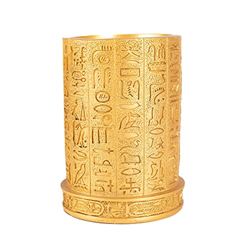 lachineuse, Golden Egyptian Pencil Pot, Antique Egypt Office Decoration, with Hieroglyphs - Image 4
