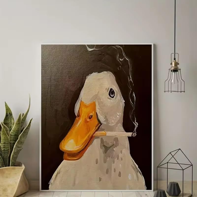 Affiche canard fumant tableau déco pour canapé de salon