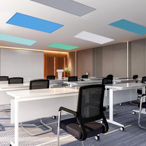 Image of VIHOSE 6 Pcs Fluorescent Light Covers for Ceiling Lights Classroom Magnetic Light Covers Classroom Filters Office School Drop Ceiling, 4 x 2 ft (Blue Green)