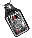 Brotherhood Firefighter Maltese Cross On Subdued Thin Red Line American Flag Keychain Key Holder Key...