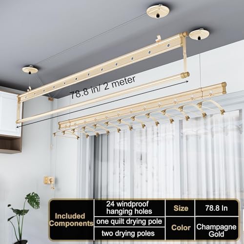 Hand Crank Ceiling Mounted Clothes Drying Rack - Space-Saving Indoor & Balcony Laundry Solution for Efficient Drying and Easy Use
