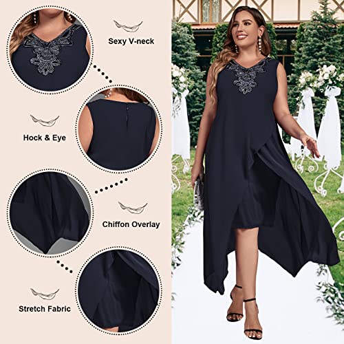 Image of OCSTRADE Womens Plus Size Chiffon Dress Loose Sleeveless Flowy Cocktail Party Midi Dresses