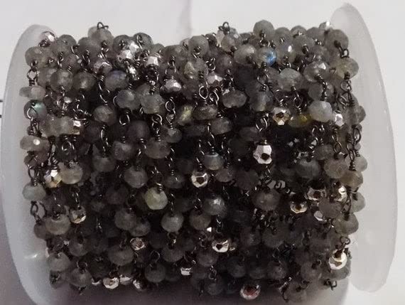 Chaîne en perles de labradorite pour collier bohème chic fait main