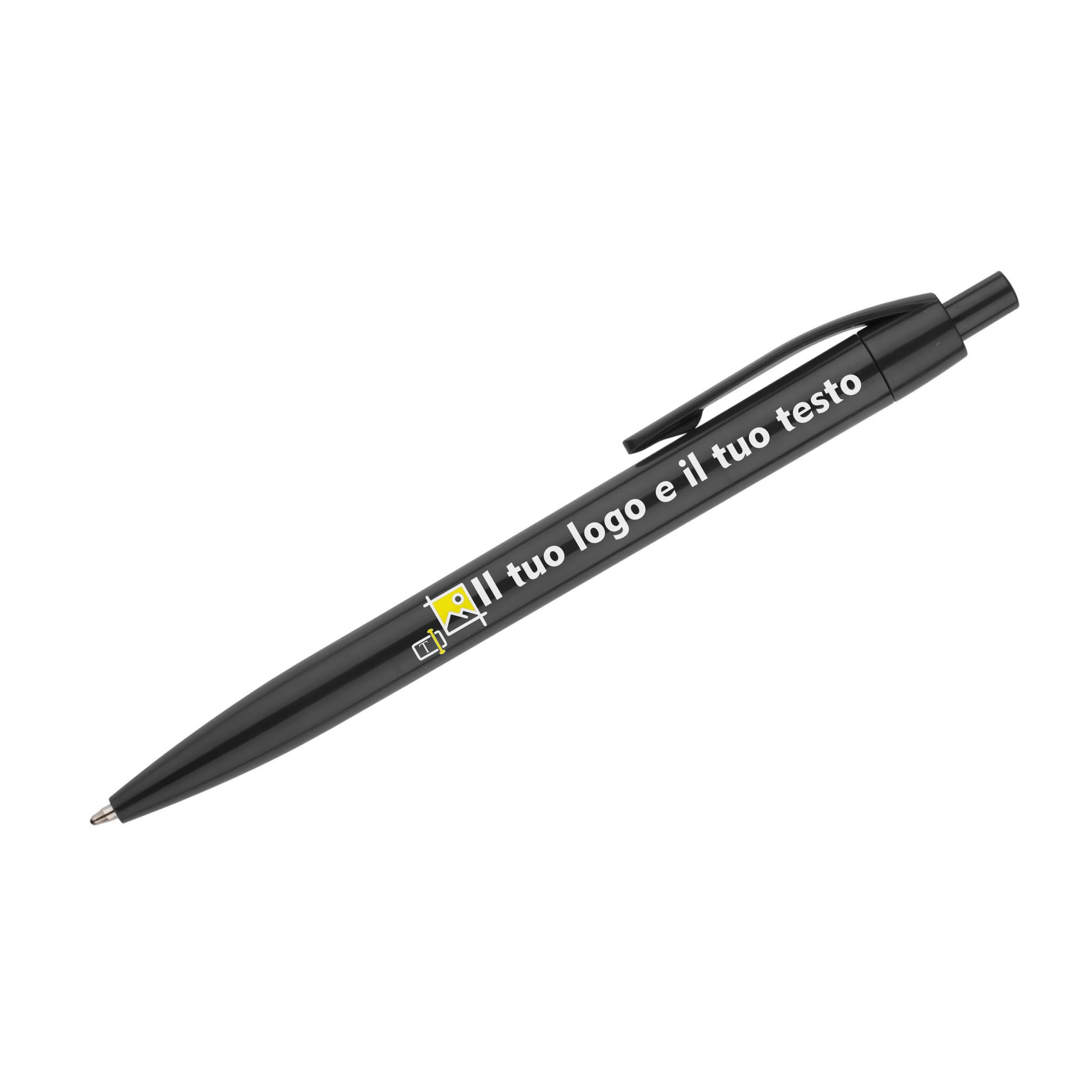 100 Penne a Sfera Personalizzate con Logo e Testo Stampa UV a Colori di Alta Qualità Ideali per Aziende Eventi e Regali (Nero)