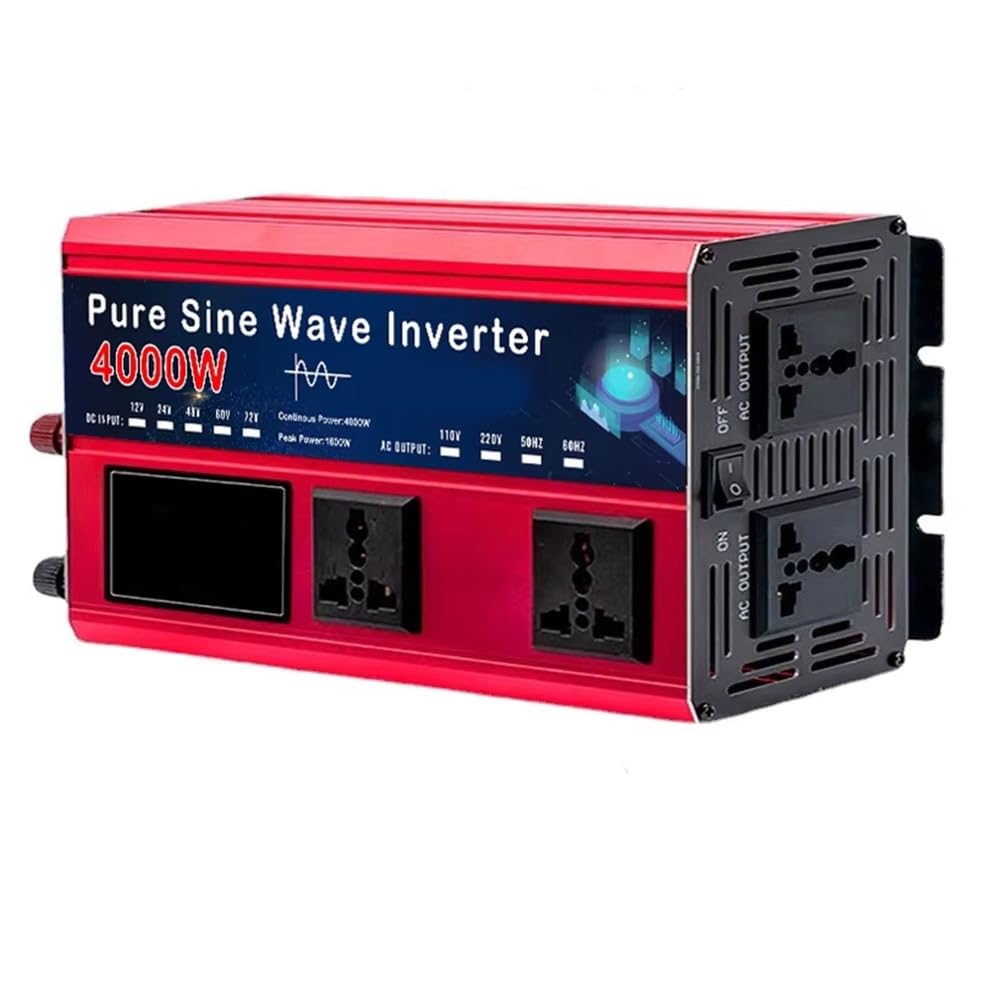 Onduleur pur sinus 4000W 12V 220V avec écran LCD et 5 prises AC