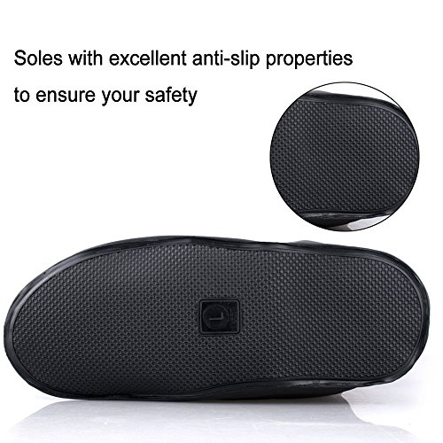 Image of Waterproof Shoe Covers, Reusable Foldable Slip Proof Bottom Overshoes with Zipper, Keep Shoes Dry for Cycling Fishing Walking in Rain Snow and Mud (Black Short Boot, XL)