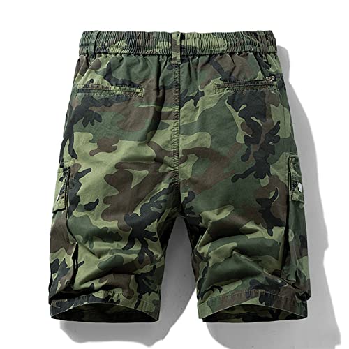 Aobny Men's Fashion Cargo Short Letter Print Multi-Pocket Loose Workout Shorts Elasitc Waist Drawstring Outdoor Beach Shorts #TOP2