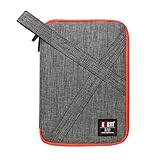 Travel Organizer Electronics Accessories Bag with Handle for USB Cable Charger Battery Fit for Phone Hard drive 10inch Ipad Mini Air Double Layer Grey Digital Storage bags