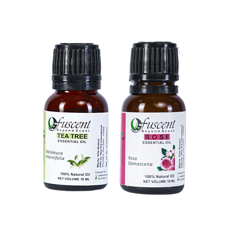 FUSCENT Premium Essential Oil Combo Pack of 2 Tea Tree And Rose Oil for healthy Hair And Skin | Home fragrance & Soap Making, relaxation | Certified Organic 100% Pure Fresh And Undiluted | Natural Essential oil Combo Pure And Natural Undiluted (10Ml  (B0CM135QXS) Amazon Price History, Amazon Price Tracker